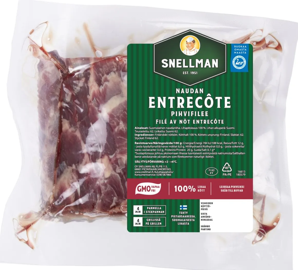 SNELLMAN NAUDAN ENTRECOTE PIHVIFILEE N. 1KG