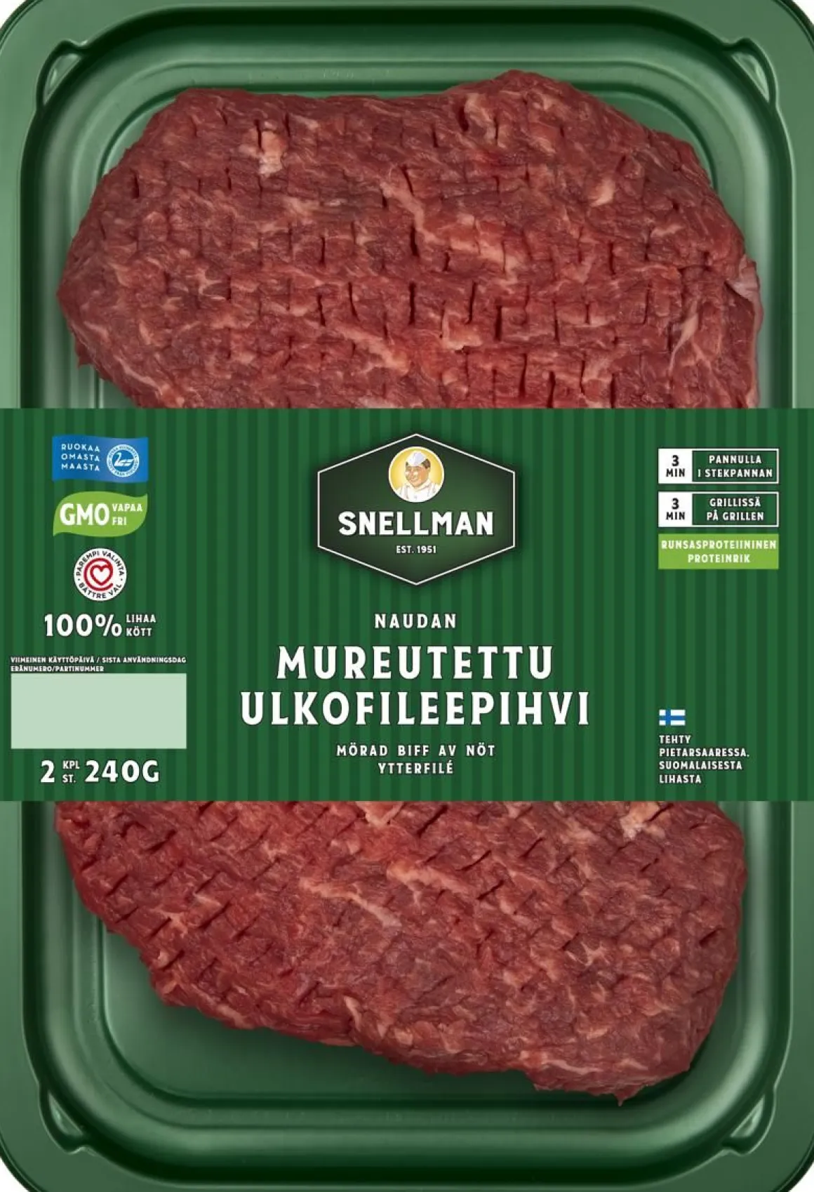 SNELLMAN NAUDAN MUREUTETTU ULKOFILEEPIHVI 2KPL 240 G