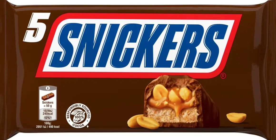 SNICKERS 5X50G SUKLAAPATUKKA MONIPAKKAUS 250 G