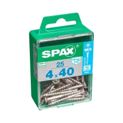 SPAX RUUVI TORX UPPOKANTA A2 RST TERÄS, OSAKIERRE 4X40 M25KPL