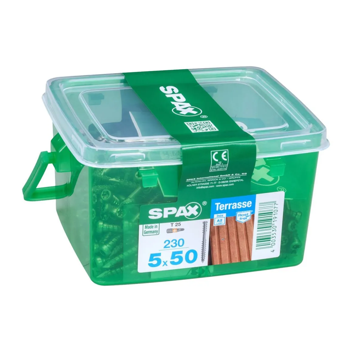 SPAX TERASSIRUUVI A2 RST TERÄS 5X50 HKB S 230KPL