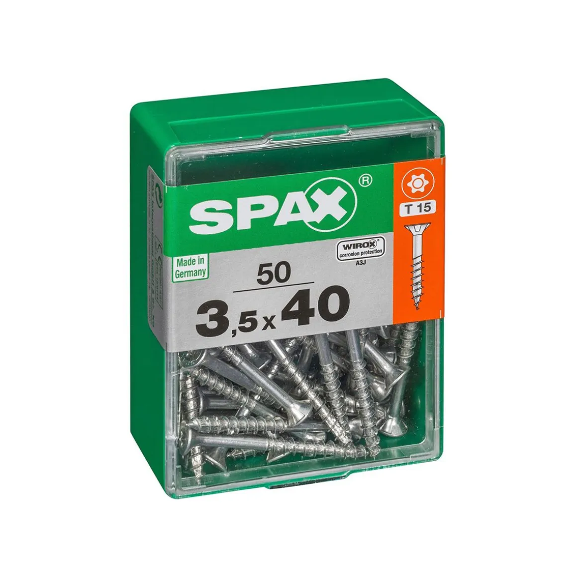 SPAX RUUVI TORX UPPOKANTA, OSAKIERRE WIROX 3,5X40 M 50KPL