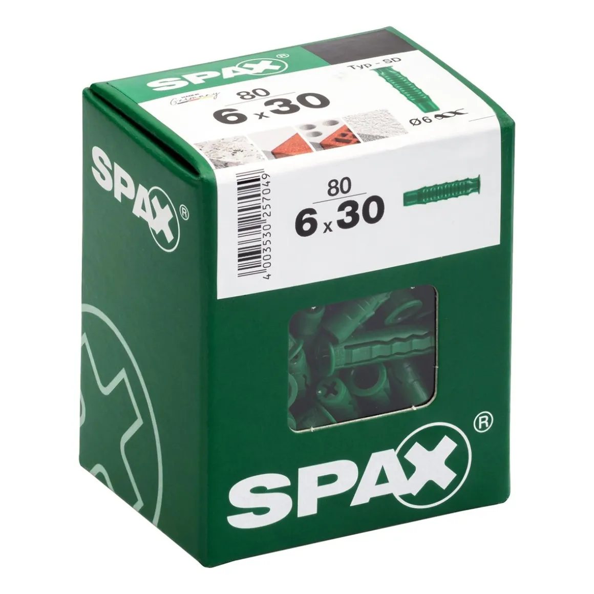 SPAX SD NYLONTULPPA 6X30MM 80KPL L