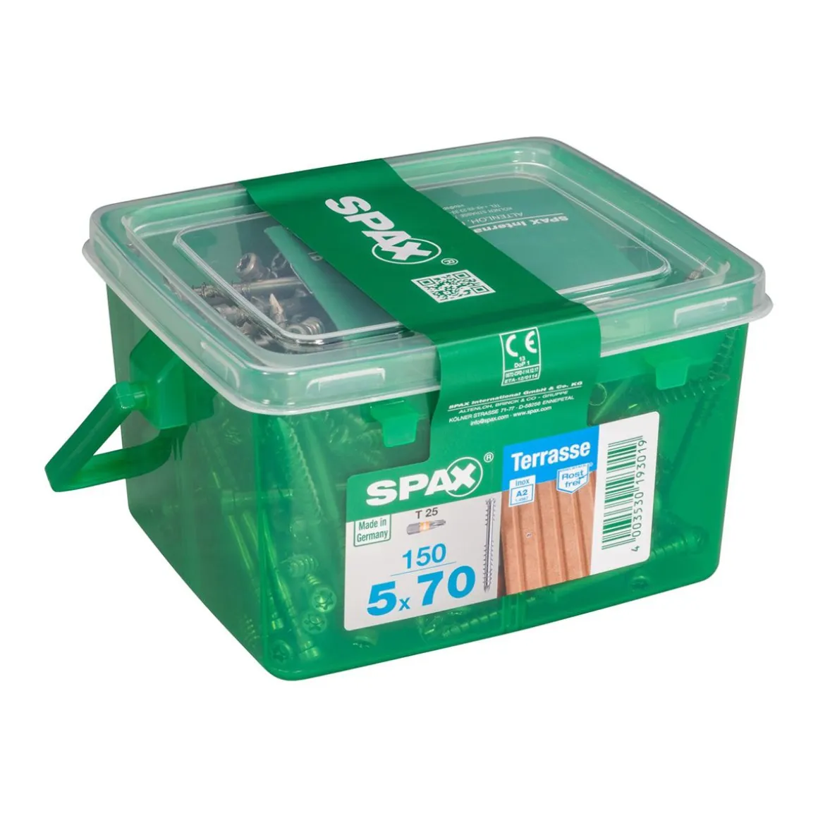 SPAX TERASSIRUUVI A2 RST TERÄS 5X70 HKB 150KPL