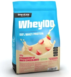SPORTLIFE NUTRITION WHEY100 HERAPROTEIINI VALKOSUKLAA-MANSIKKA
