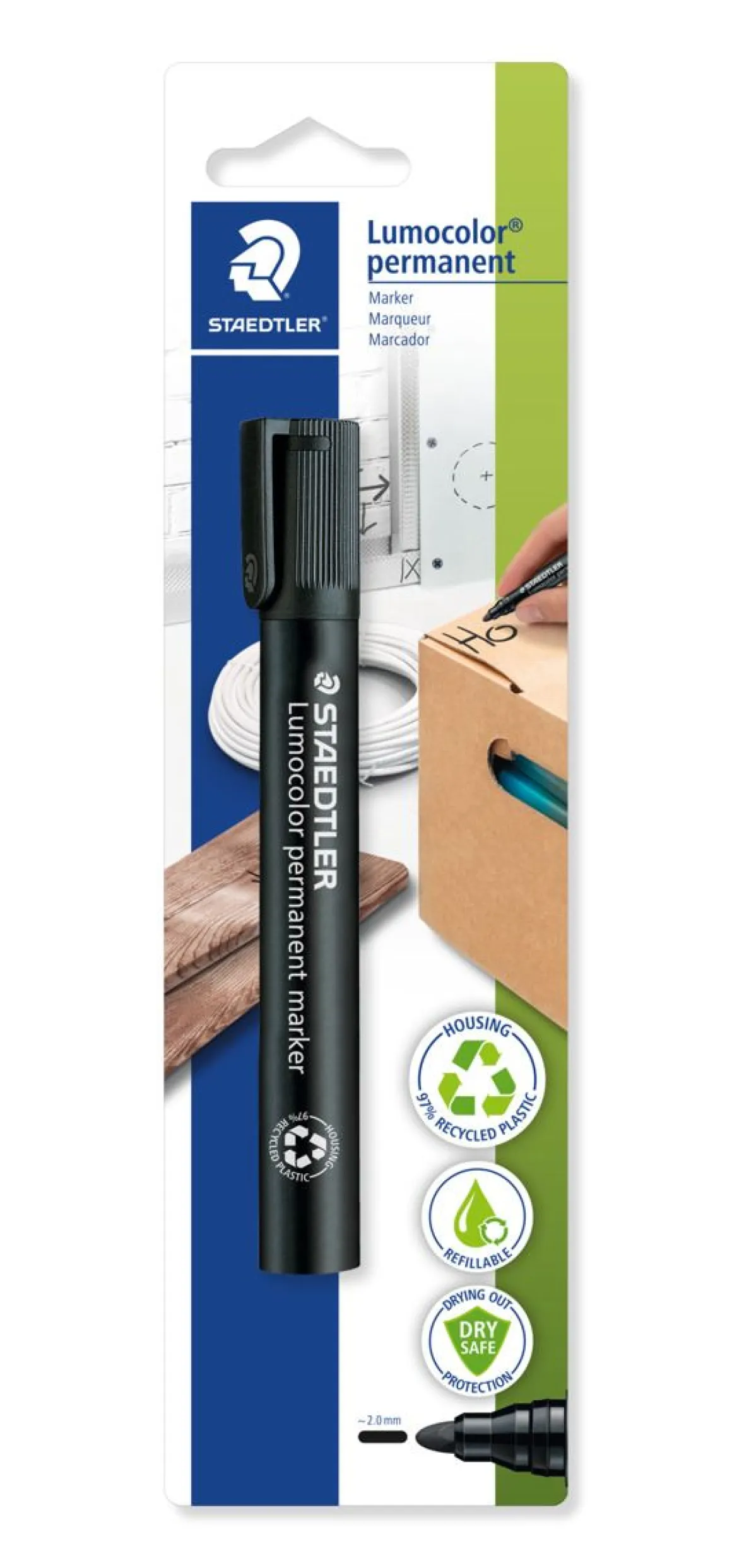 STAEDTLER 352 HUOPAKYNÄ PERMANENT PYÖREÄ 2MM BLISTERI MUSTA