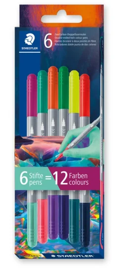 STAEDTLER KUITUKÄRKIKYNÄ 2PÄINEN 6 VÄRIÄ