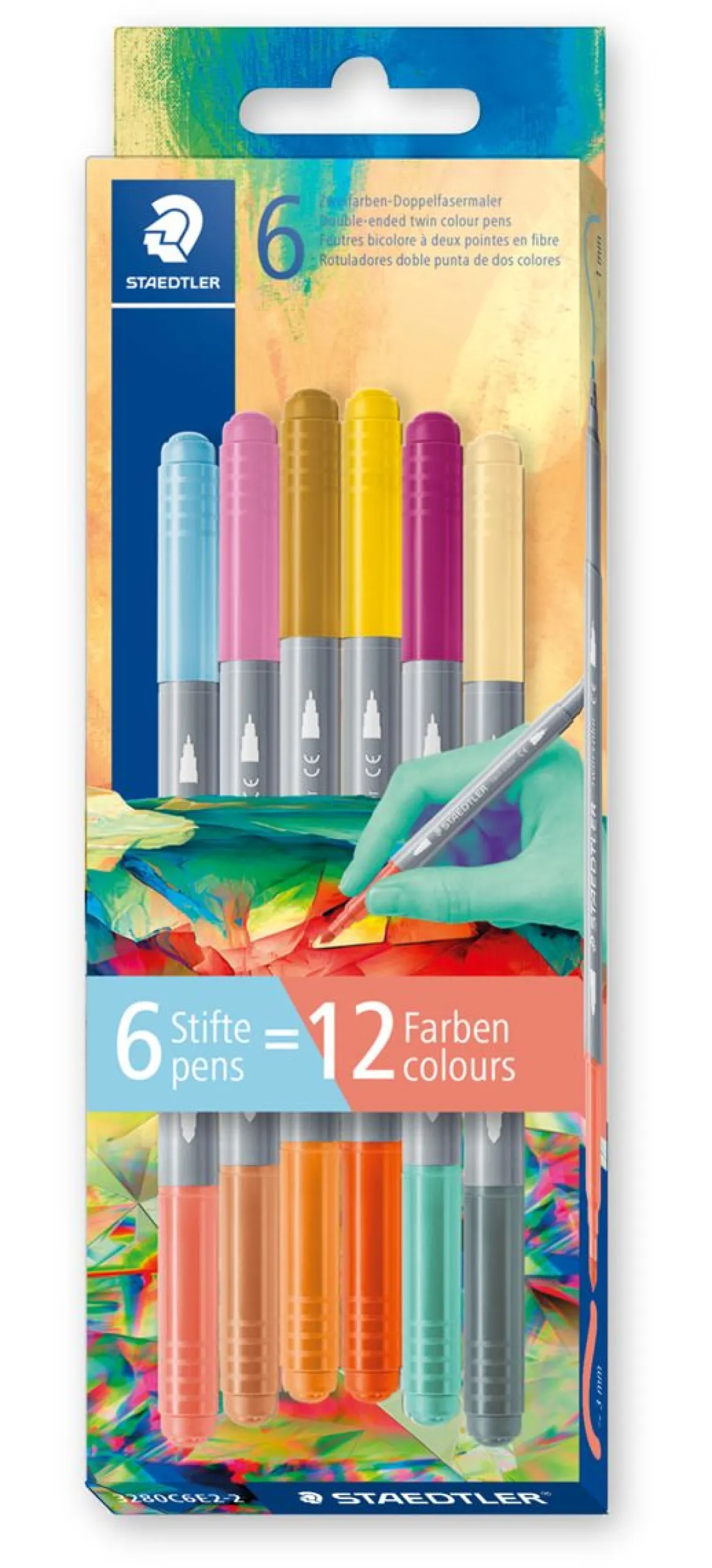 STAEDTLER KUITUKÄRKIKYNÄ 2PÄINEN 6 VÄRIÄ