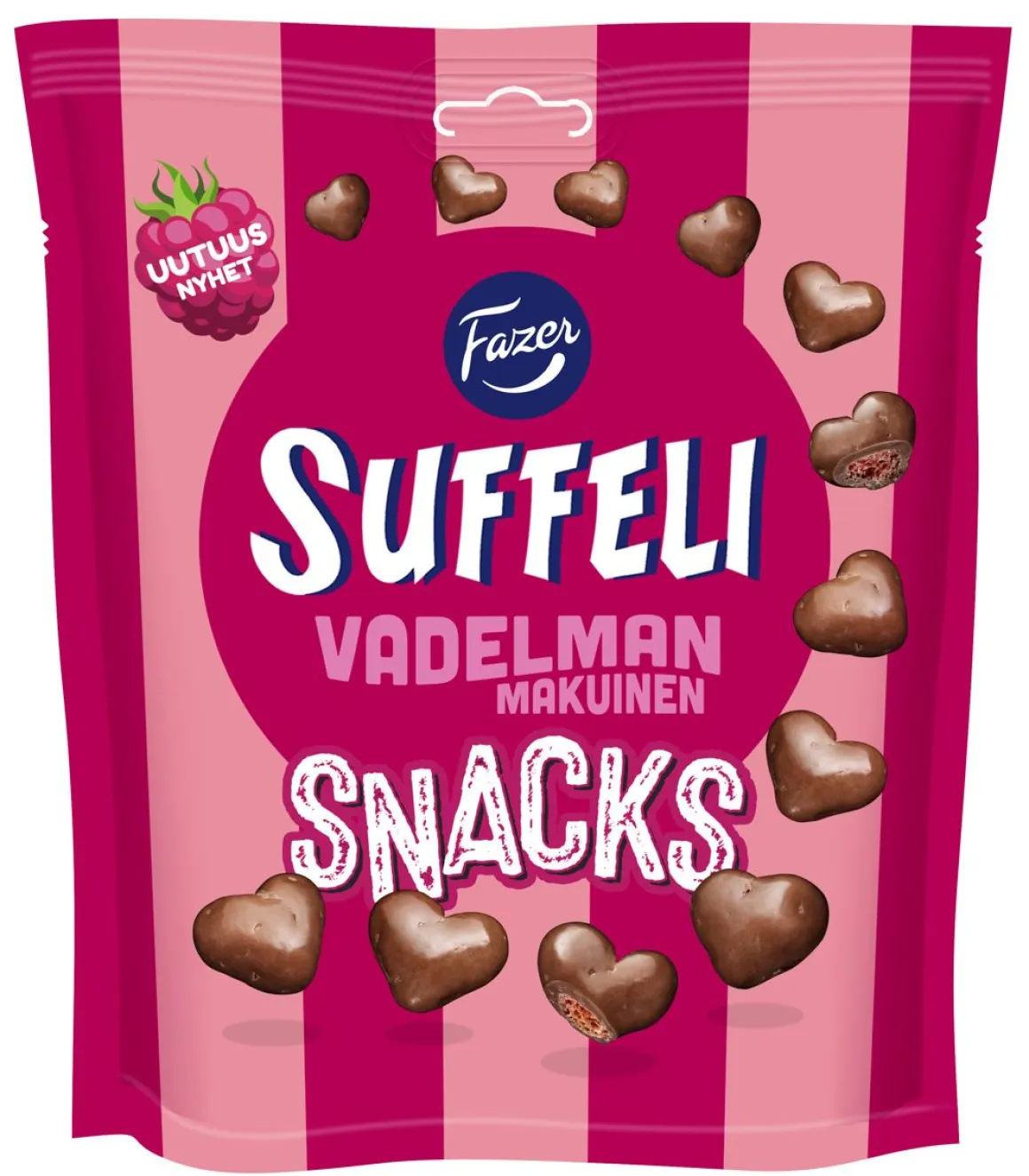 SUFFELI SNACKS VADELMANMAKUINEN SUKLAAPUSSI 140 G