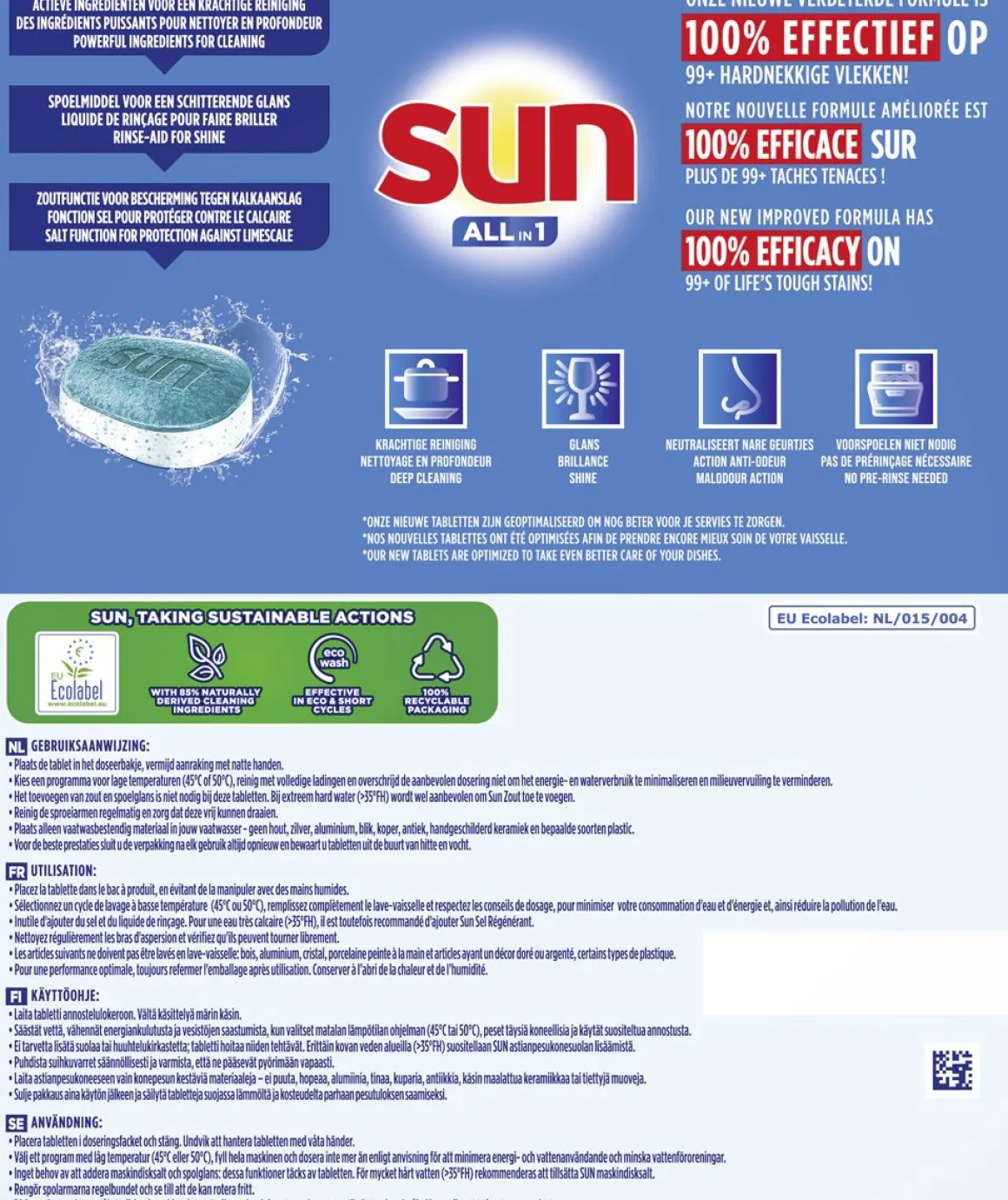 SUN ALL IN 1 KONETISKITABLETTI 86 KPL