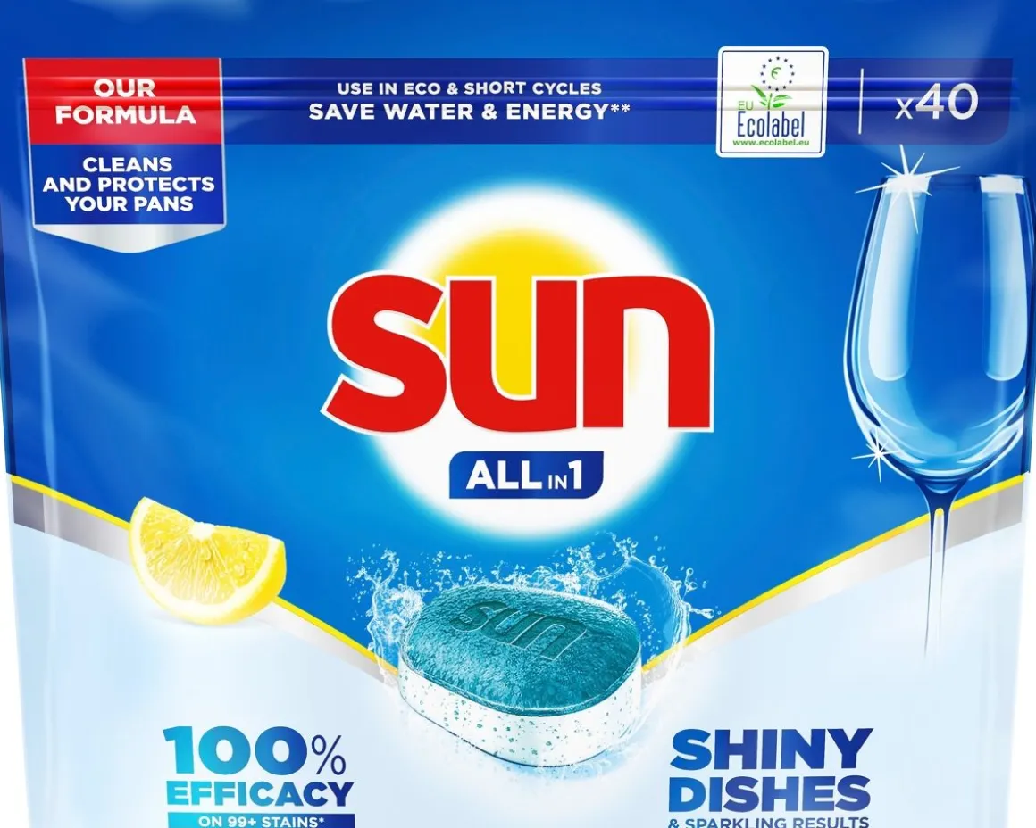 SUN ALL-IN-1 KONETISKITABLETTI LEMON 40 KPL