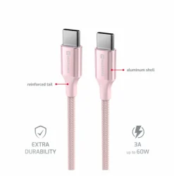 SWISSTEN USB-C-USB-C KAAPELI 1,5M PINKKI
