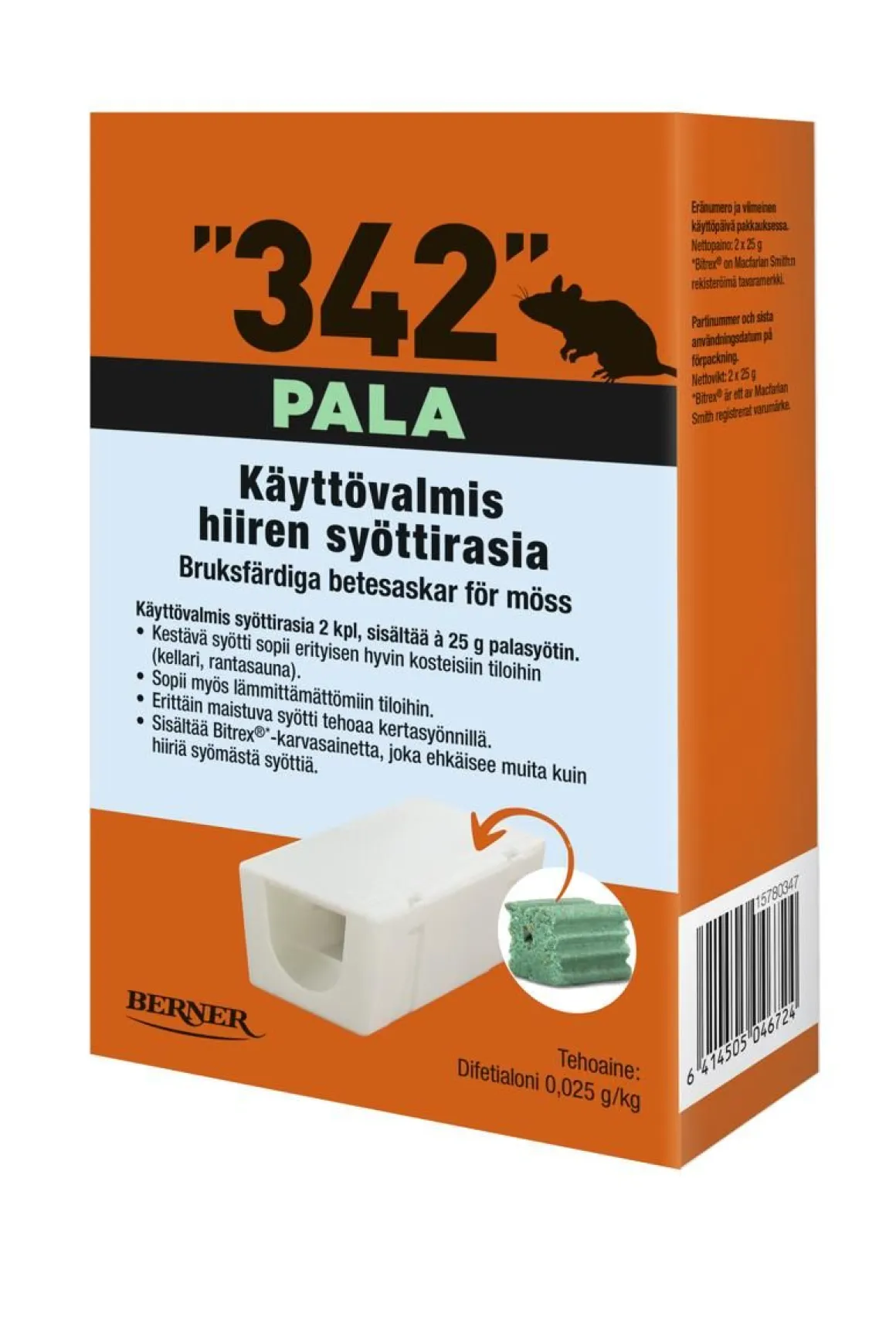 342 SYÖTTIRASIA, Á 25G PALASYÖTTI 2KPL