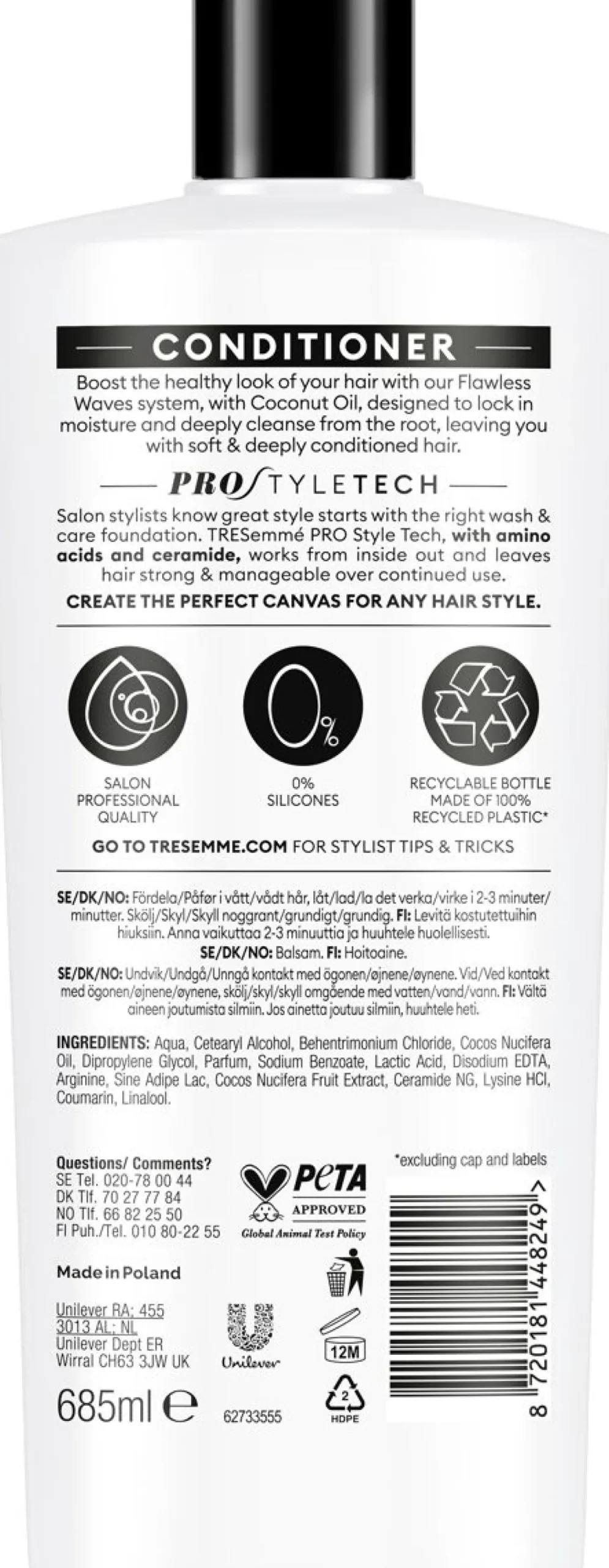 TRESEMMÉ FLAWLESS WAVES CONDITIONER COCONUT 685 ML
