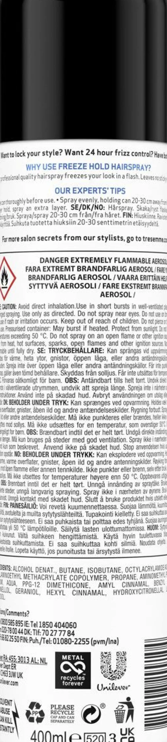 TRESEMMÉ FREEZE HOLD HAIRSPRAY 400 ML