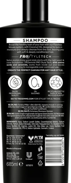 TRESEMMÉ  FLAWLESS WAVES SHAMPOO  COCONUT 685 ML