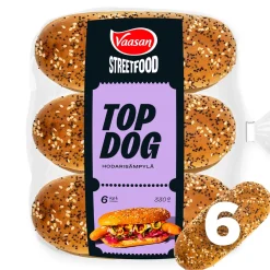 VAASAN STREET FOOD TOP DOG HODARISÄMPYLÄ 6KPL 300 G