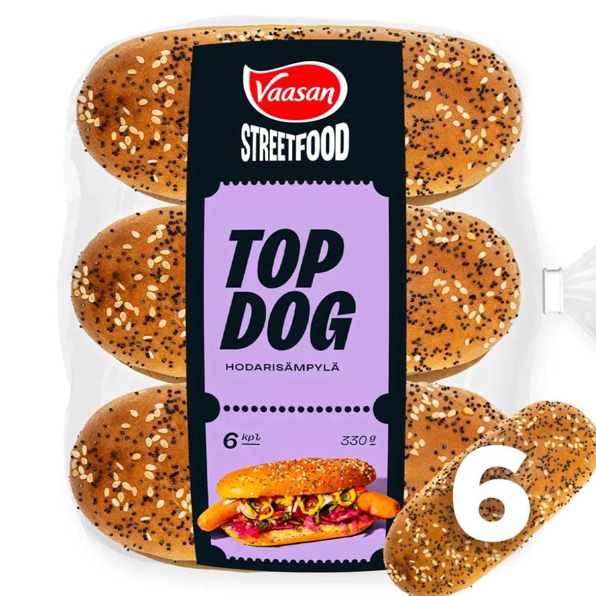 VAASAN STREET FOOD TOP DOG HODARISÄMPYLÄ 6KPL 300 G