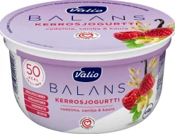 VALIO BALANS KERROSJOGURTTI VADELMA-VANILJA-KAURA RASVATON LAKT
