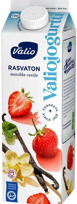 VALIO JOGURTTI RASVATON MANSIKKA-VANILJA LAKTON 1KG