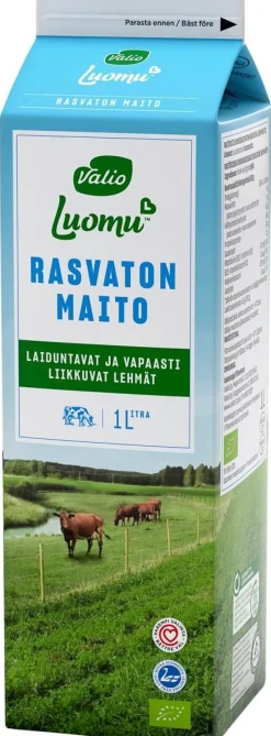VALIO LUOMU RASVATON MAITO 1L