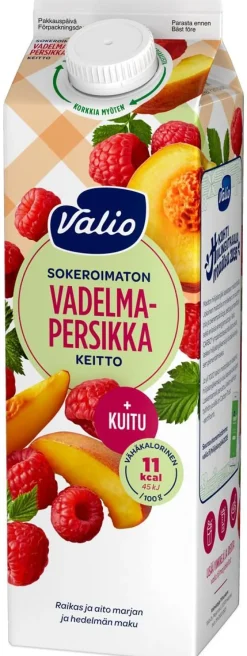 VALIO VADELMA-PERSIKKAKEITTO+KUITU SOKEROIMATON 1KG