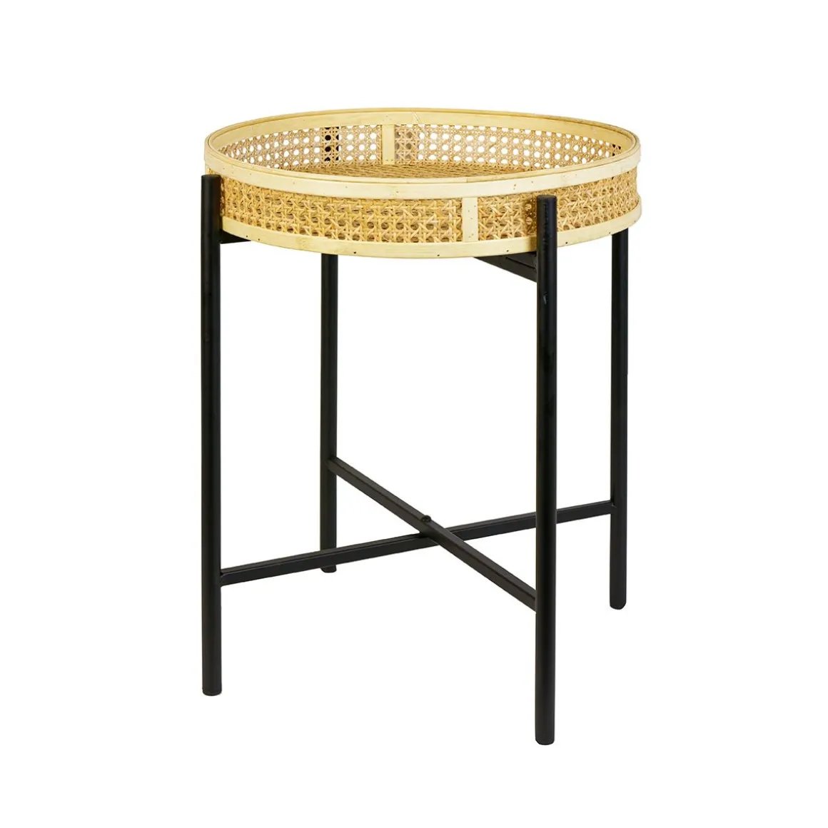 VALLEY PÖYTÄ PYÖREÄ RATTAN METALLIJALKA 40X42