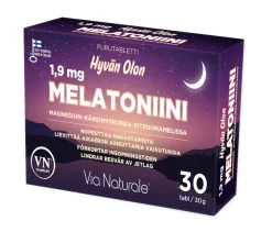 VIA NATURALE HYVÄN OLON MELATONIINI 1,9 MG MAGNESIUM KÄRS