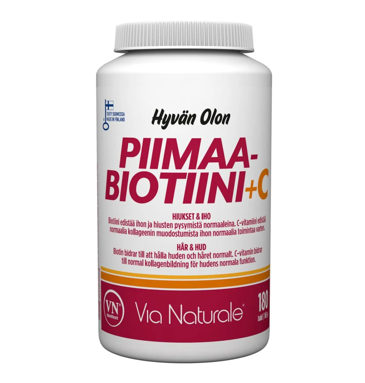 VIA NATURALE HYVÄN OLON PIIMAA BIOTIINI + C-VITAMIINI 180 KPL