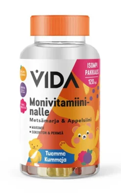 VIDA NALLE MONIVITAMIINI METSÄMARJA-APPELSIINI 120 KPL