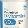 VIRE D3-VITAMIINI 20MIKROGR. PURUTAB SITRUUNA 120 KPL