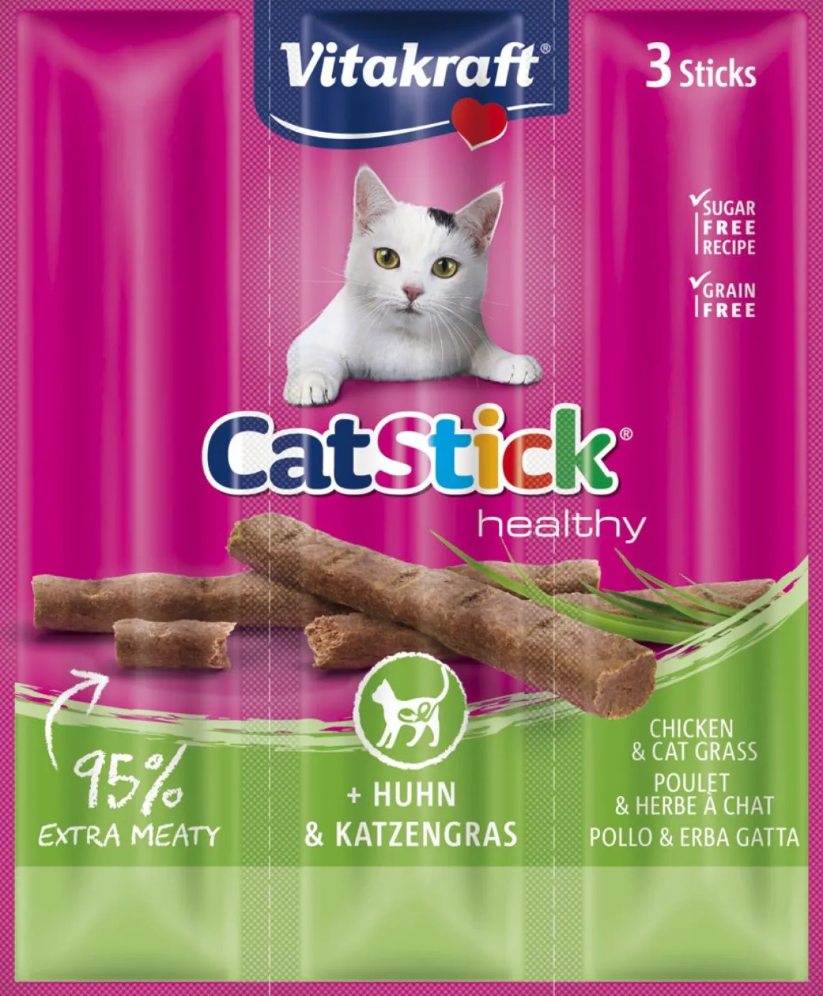 VITAKRAFT KISSAN PIHVITIKUT CATSTICK HEALTHY KANA + KISSANRUOHO