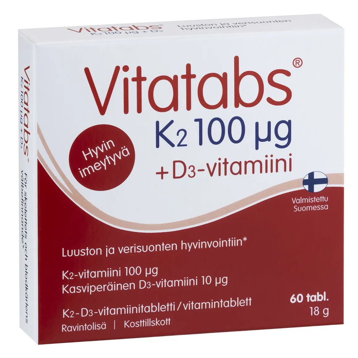VITATABS K2 100MIKROGR. + D3 60 KPL