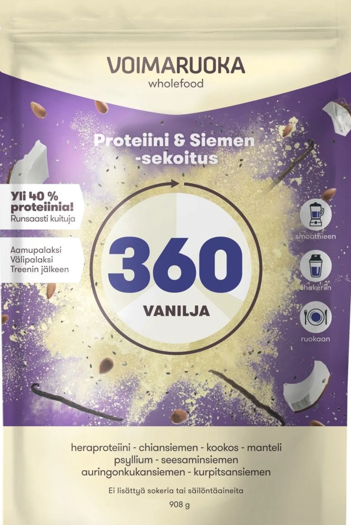 VOIMARUOKA WHOLEFOOD 360 VANILJA 908 G