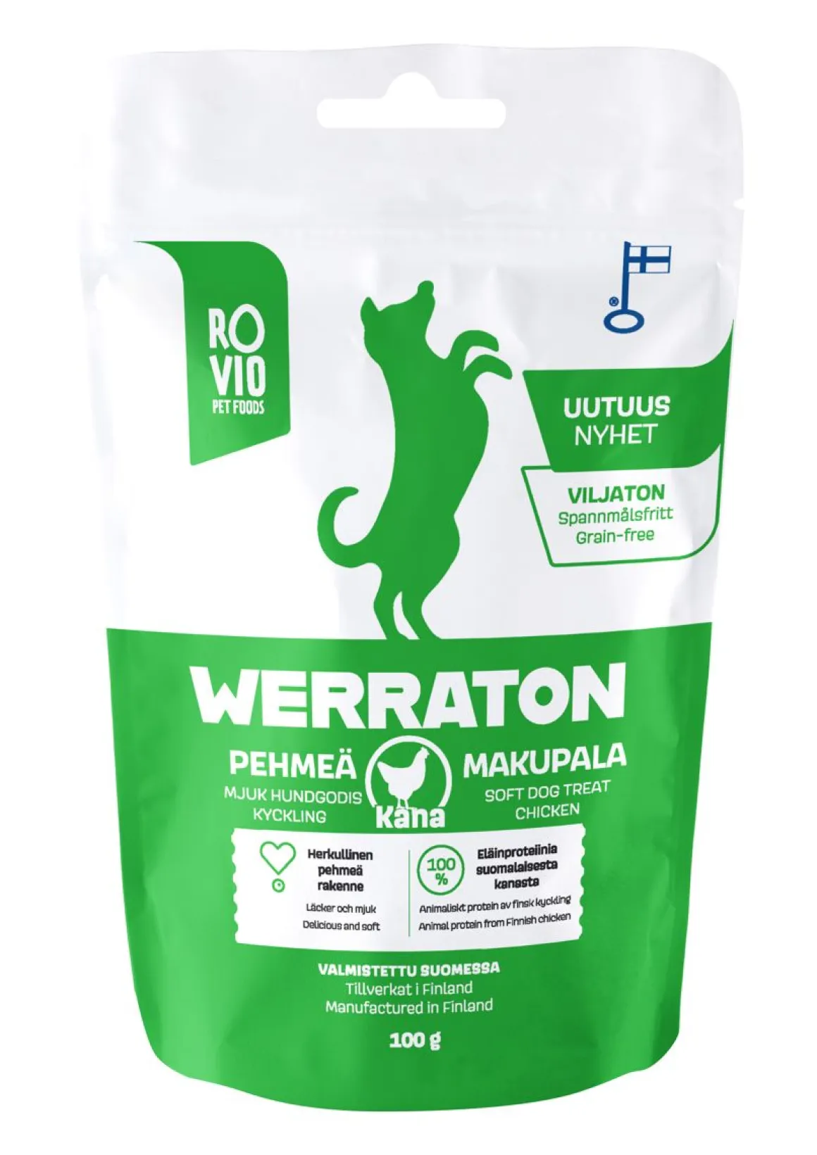 WERRATON KOIRAN PEHMEÄ VILJATON MAKUPALA KANA 100 G