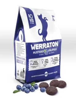 WERRATON KOIRAN VÄLIPALAKEKSI MUSTIKKA 450 G
