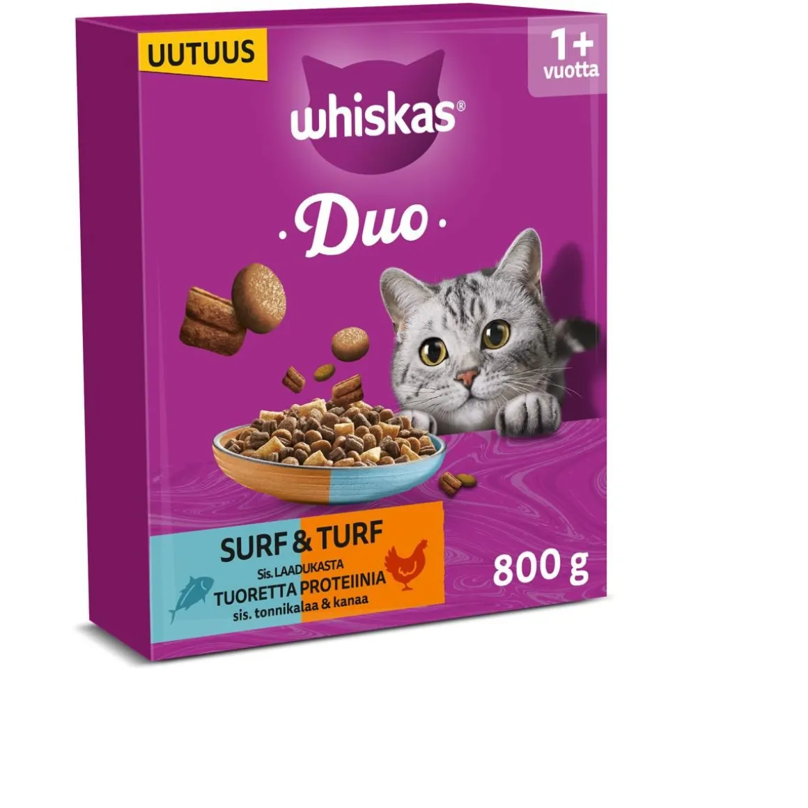 WHISKAS 1+ ADULT DUO TONNIKALA JA KANA 800 G