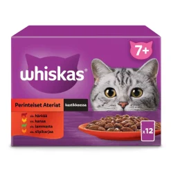 WHISKAS 7+ PERINTEISET ATERIAT KASTIKKEESSA 12*85G 1,02 KG