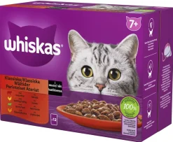 WHISKAS 7+ PERINTEISET ATERIAT KASTIKKEESSA 12*85G 1,02 KG