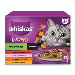 WHISKAS 1+ TASTY MIX KOKIN VALINTA KASTIKKEESSA 12*85G 1,02 KG