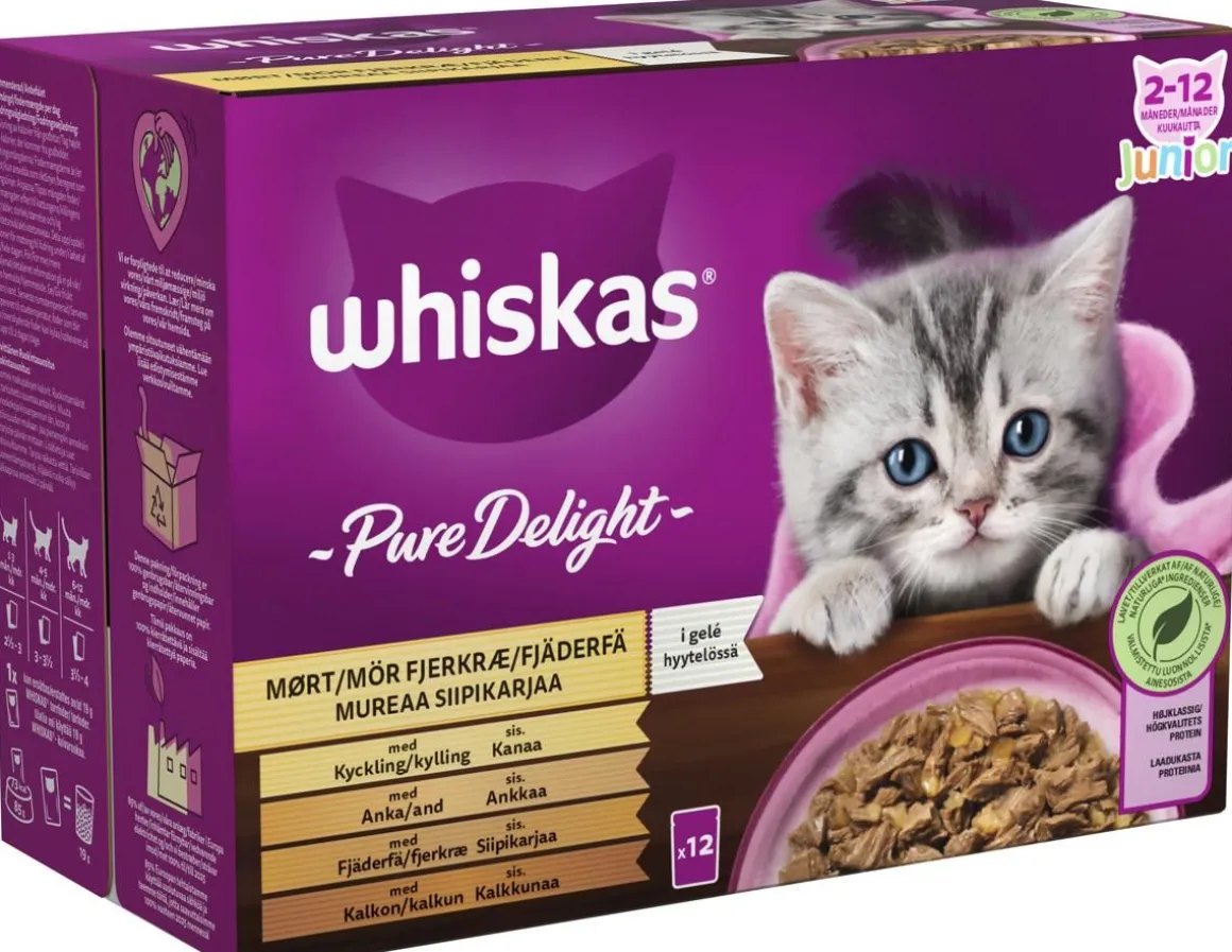 WHISKAS JUNIOR PURE DELIGHT SIIPIKARJAHERKUT HYYTELÖSSÄ 12*85G
