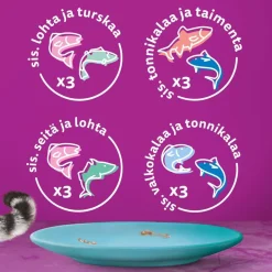 WHISKAS 1+ DUO MEREN HERKUT HYYTELÖSSÄ 12*85G 1,02 KG
