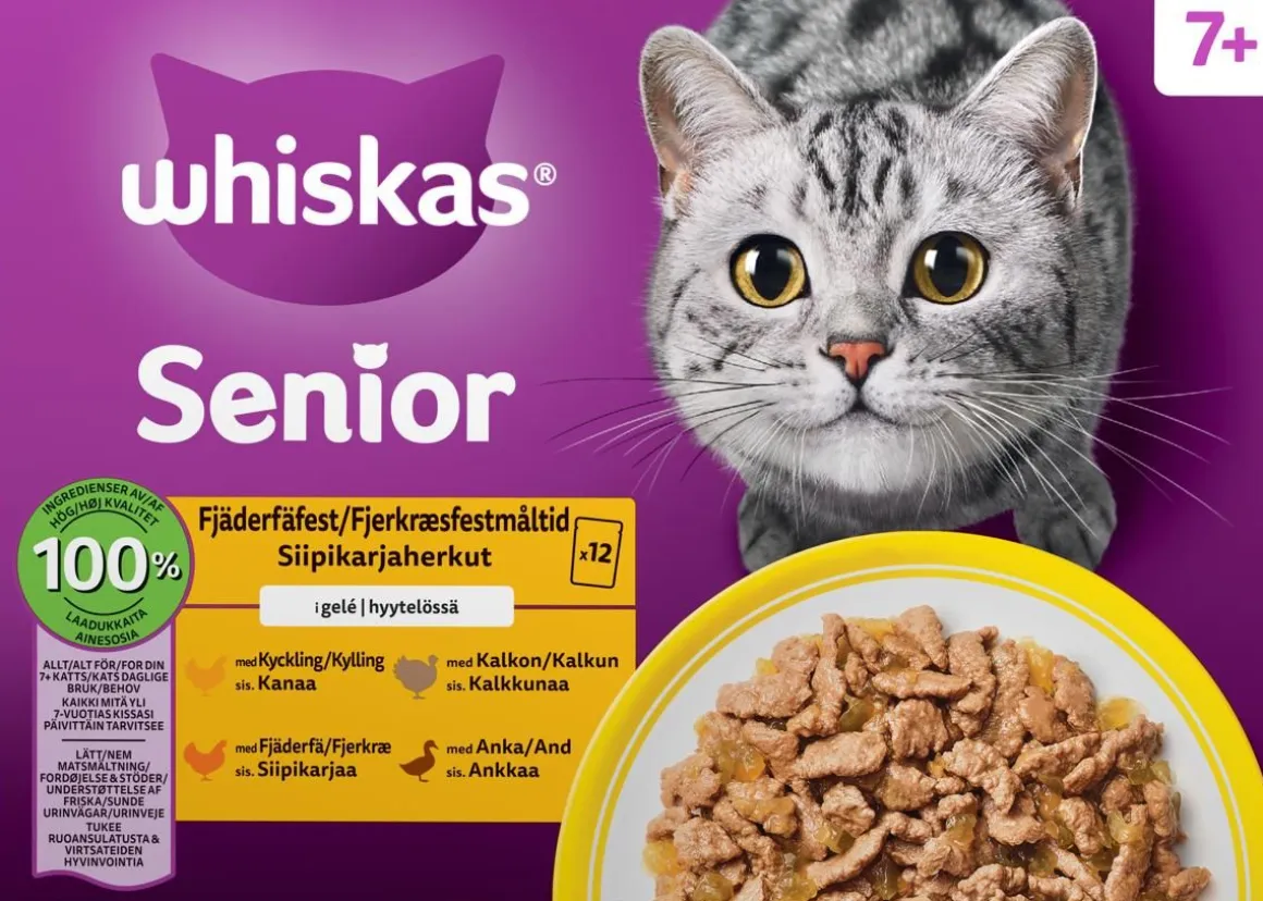 WHISKAS 7+ SIIPIKARJAA HYYTELÖSSÄ 12*85G 1,02 KG