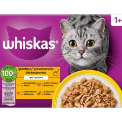 WHISKAS 1+ SIIPIKARJAHERKUT HYYTELÖSSÄ 12*85G 1,02 KG
