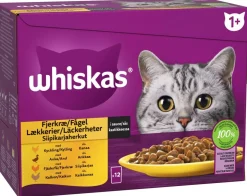 WHISKAS 1+ SIIPIKARJAHERKUT KASTIKKEESSA 12*85G 1,02 KG