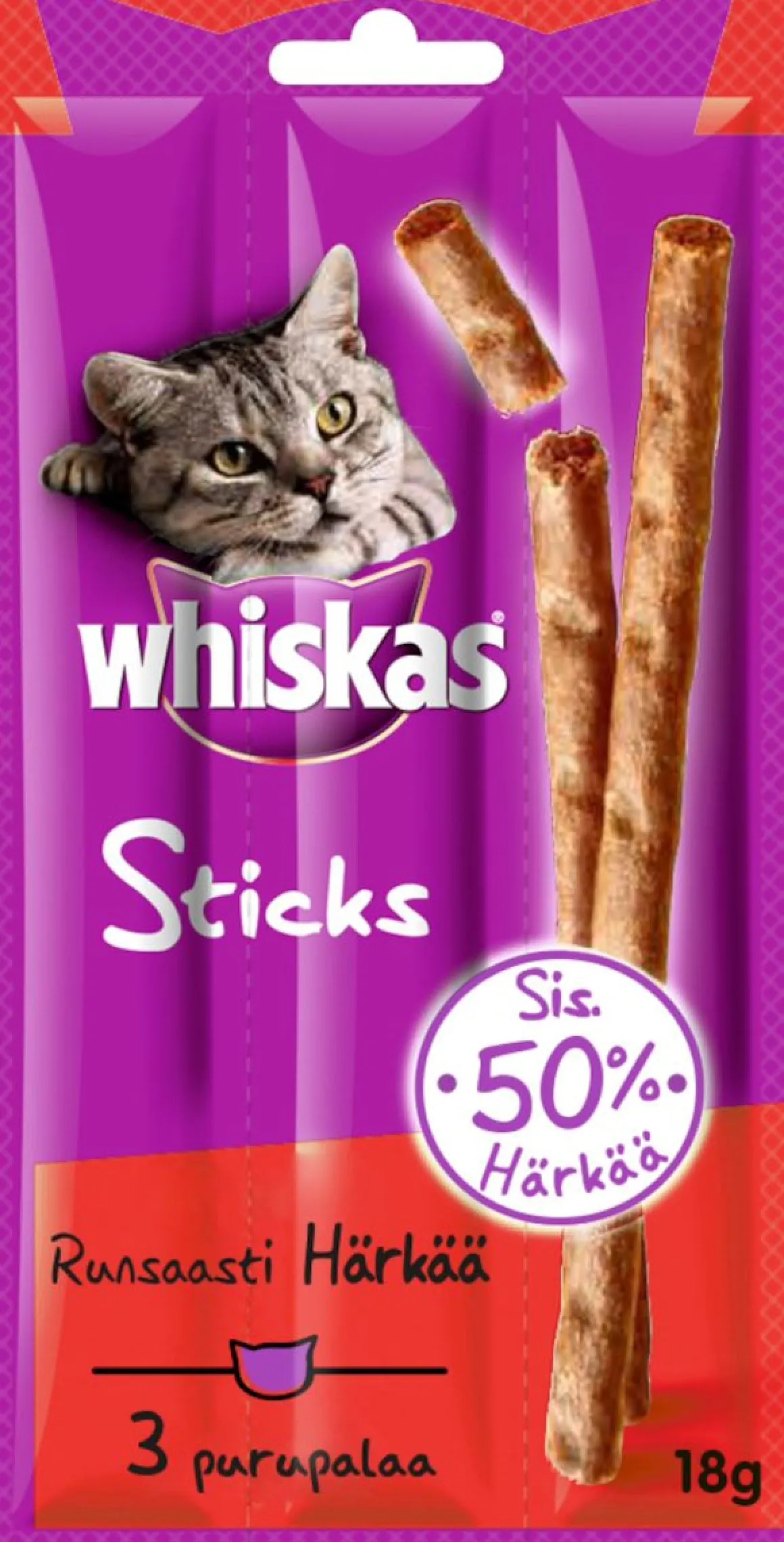WHISKAS STICKS HÄRÄNLIHAA 3KPL 18 G
