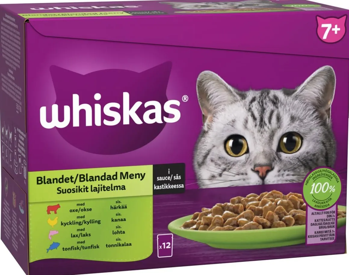 WHISKAS 7+ SUOSIKIT LAJITELMA KASTIKKEESSA 12*85G 1,02 KG