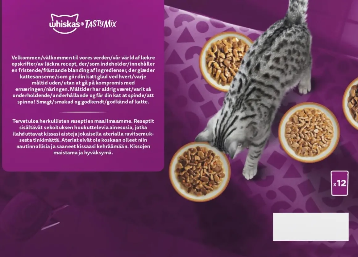 WHISKAS 1+ TASTY MIX MAALAISSEKOITUS KASTIKKEESSA 12*85G