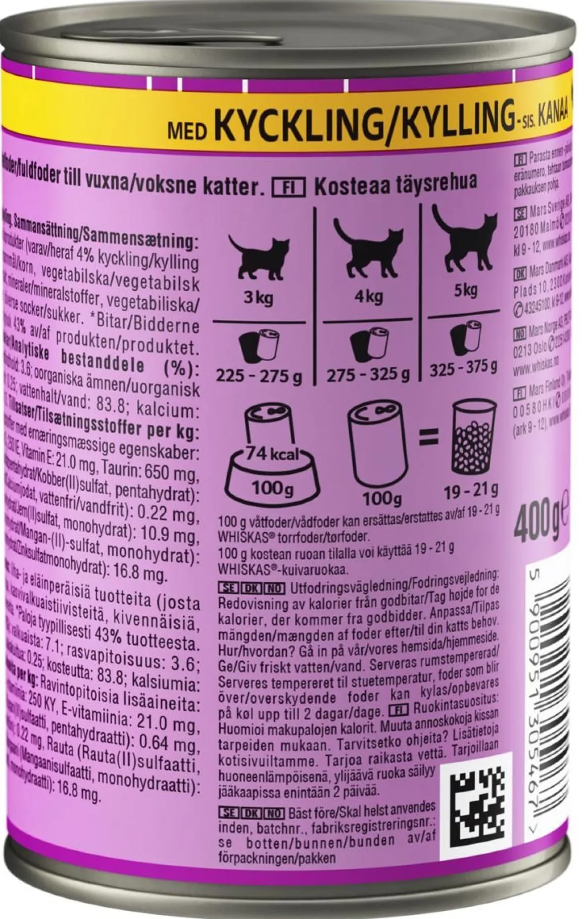 WHISKAS TÖLKKI KANAA KASTIKKEESSA 400 G